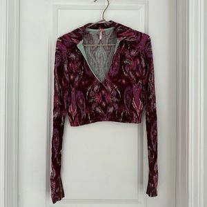 Free People V-neck Collar cropped shirt